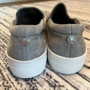 Steven Madden grey suede slip ons 8.5